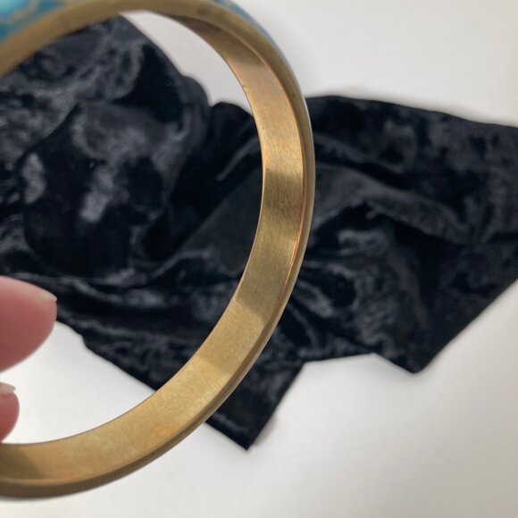 Womens Brass Inlaid Turquoise Cloisonne‎ Bracelet 3"D 8" Inner Circumference - Picture 7 of 7